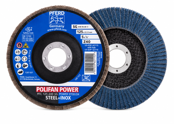 КЛТ PFERD POLIFAN POWER SG STEELOX Z40 125&times;22,23 мм цирконієвий для чорного металу та нержавіючої сталі 54556255 фото